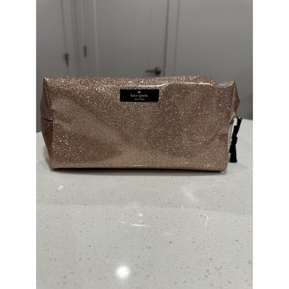 KATE SPADE‎ Terrace Street Large Davie Cosmetic Case ROSE GOLD GLITTER - Picture 1 of 4